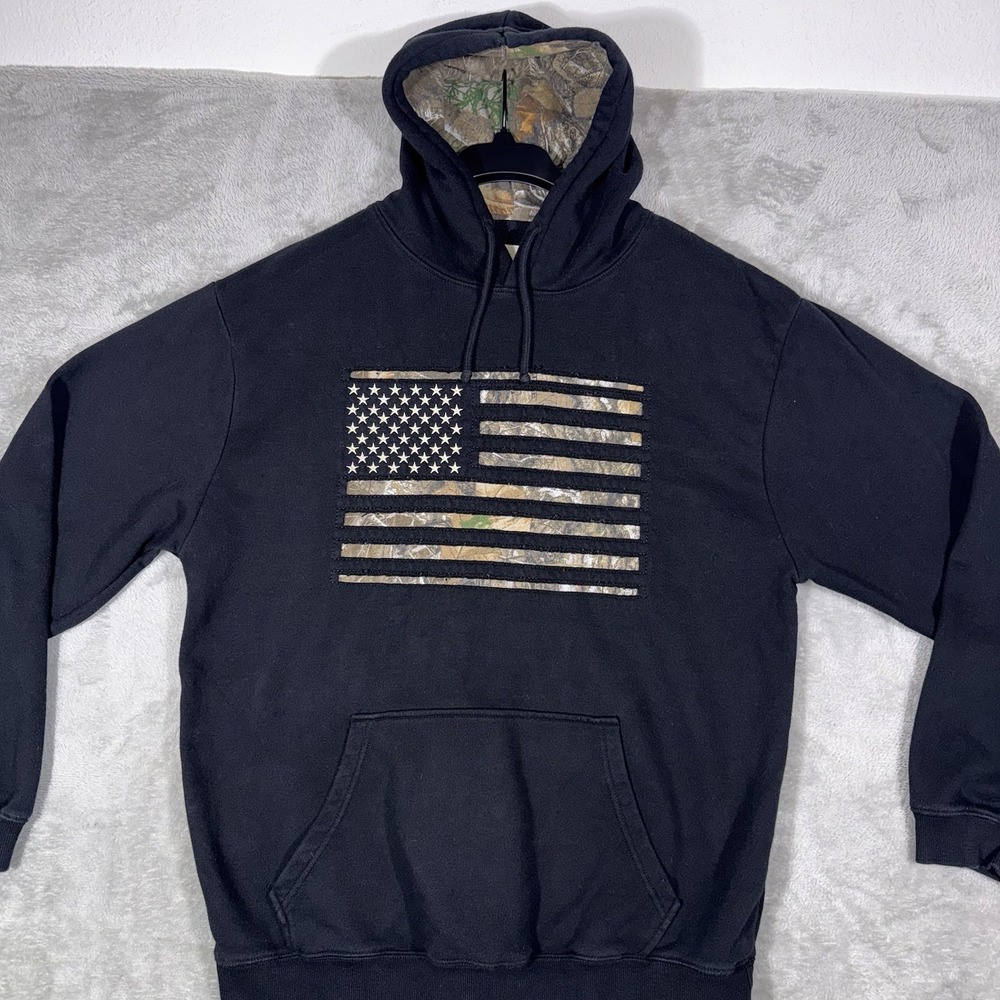 Buckwear Camo‎ Stars and Stripes Hoodie Men's Size XL Pullover Sweatshirt USA - Picture 2 of 9
